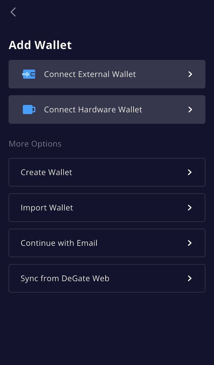 Add Wallet options